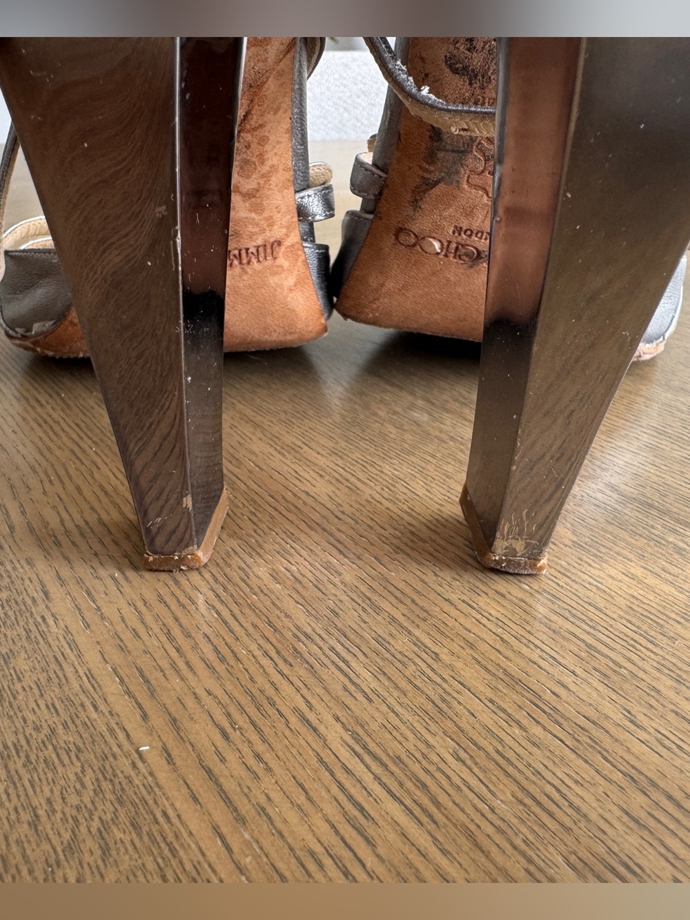 Jimmy Choo Metallic Silver Strappy High Heel Sandals - Picture 6 of 7